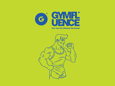 gymfluence brand branding cartoon character fitness graphic design illustration logo man muscles vector