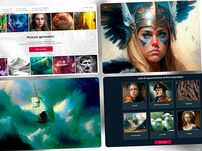 AI-Powered Creative Picture Generator accessible art generation ai art platform ai image generator artistic inspiration artistic tools interface bold imagery design creative ai solutions creative content exploration engaging visual layout inspiration gallery interactive user experience modern ux ui modern web interface neural network content professional content integration user friendly design uxui design vibrant interface design visual creativity platform visual storytelling ux