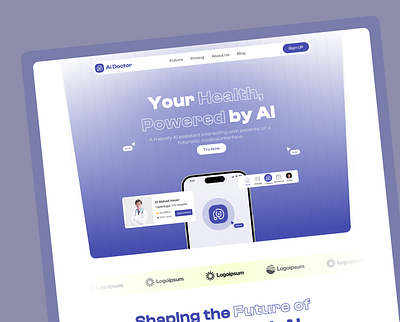 AI Doctor landing page ai doctor landing page design ui ux