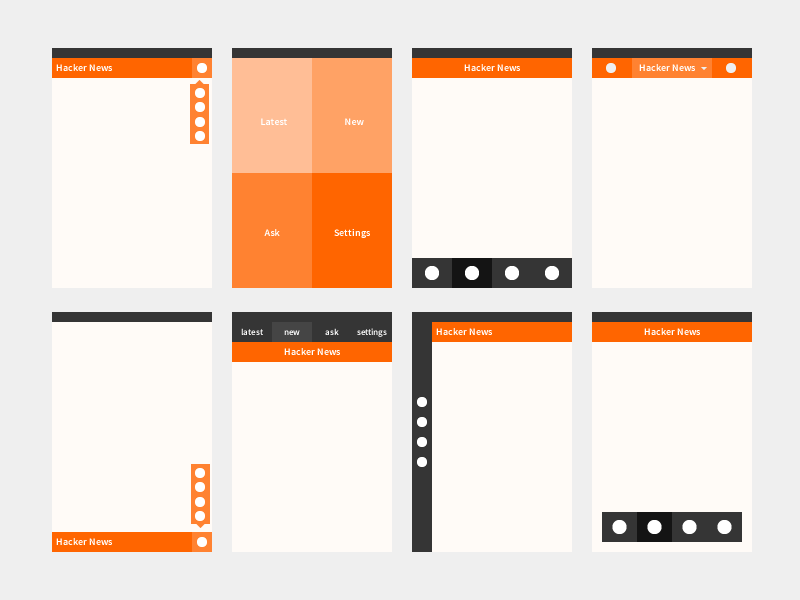 [GIF] Hacker News Nav Ideation iOS hacker hacker news ios iphone nav orange wireframe