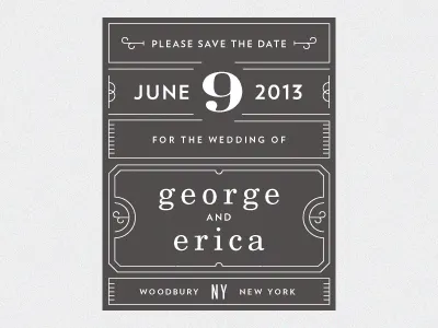 George & Erica Save The Date 1 black and white identity invitation layout line love and process new york stationery typography wedding