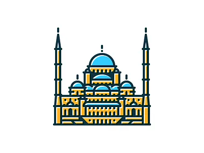 Kocatepe Mosque ankara architect basic building camii capital center city icon illustration kocatepe landmark line minimal.modern mosque turkey