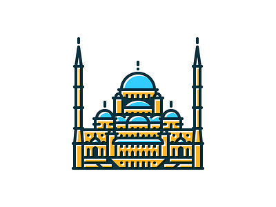 Kocatepe Mosque ankara architect basic building camii capital center city icon illustration kocatepe landmark line minimal.modern mosque turkey