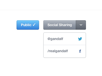 Social Sharing buttons dropdown light social ui white