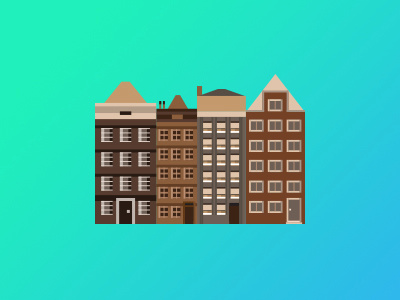 amsterdam geometric houses illustration row