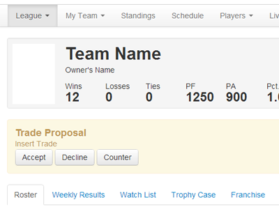 My Fantasy League Prototype brainstorming fantasy football mfl sports wireframe