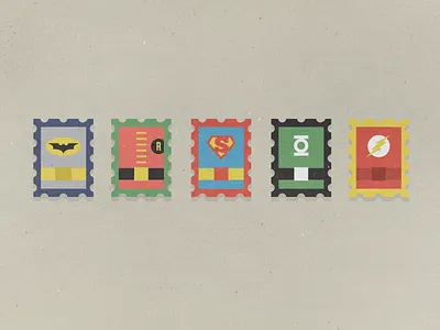 Super Stamps batman flash green hero illustration lantern robin stamp super superman vector