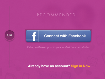 Facebook Login button clean divider facebook interface login ui web web design wip