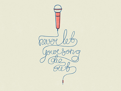 Never die out blue hand drawn microphone red song