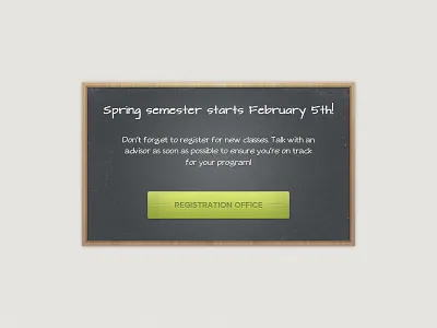 Spring Semester Board button chalkboard green ui web design wood