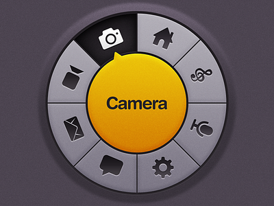 Circular Menu Thingy Comeback app circular console dark glyph home screen icon ios knob menu mobile navigation selector start screen texture ui yellow