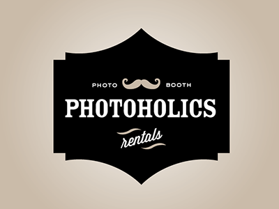 Photoholics logo mustache photo booth retro