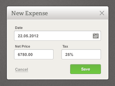 New Expense Modal Window form modal window ui