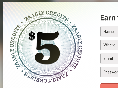 Zaarly Credits credits form guilloche type on a path zaarly