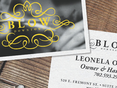 Blow Downtown - Business Card Mockup business card comp design downtown flourish las vegas mockup salon typography