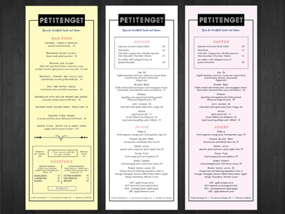 Petitenget restaurant art direction branding graphic design