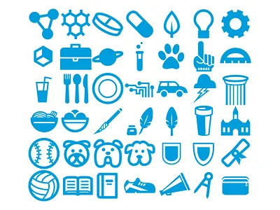 Drake Icons (WIP) blue book college dog drake education icon iconography misc pill school science university vector