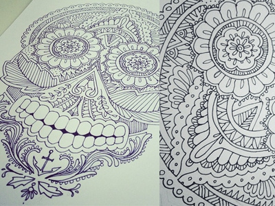 Sugar Skull art design doodle doodles draw drawing illustration ink line linework pattern pen skull sugar sugarskull tattoo