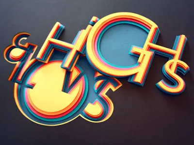 Highs and Lows 3d cardboard colorful cut out depth grafixd height hilka riba layers paper typo typography