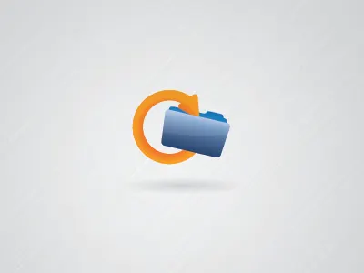 icon: Folder arrow blue folder gradient icon orange shiny