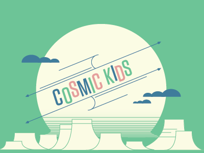 Cosmic Kids Flier blue cosmic green soft white wild west