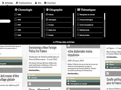 UI design for articles search form form list search