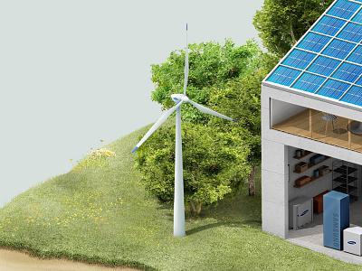 Wind power illust interaction isometric