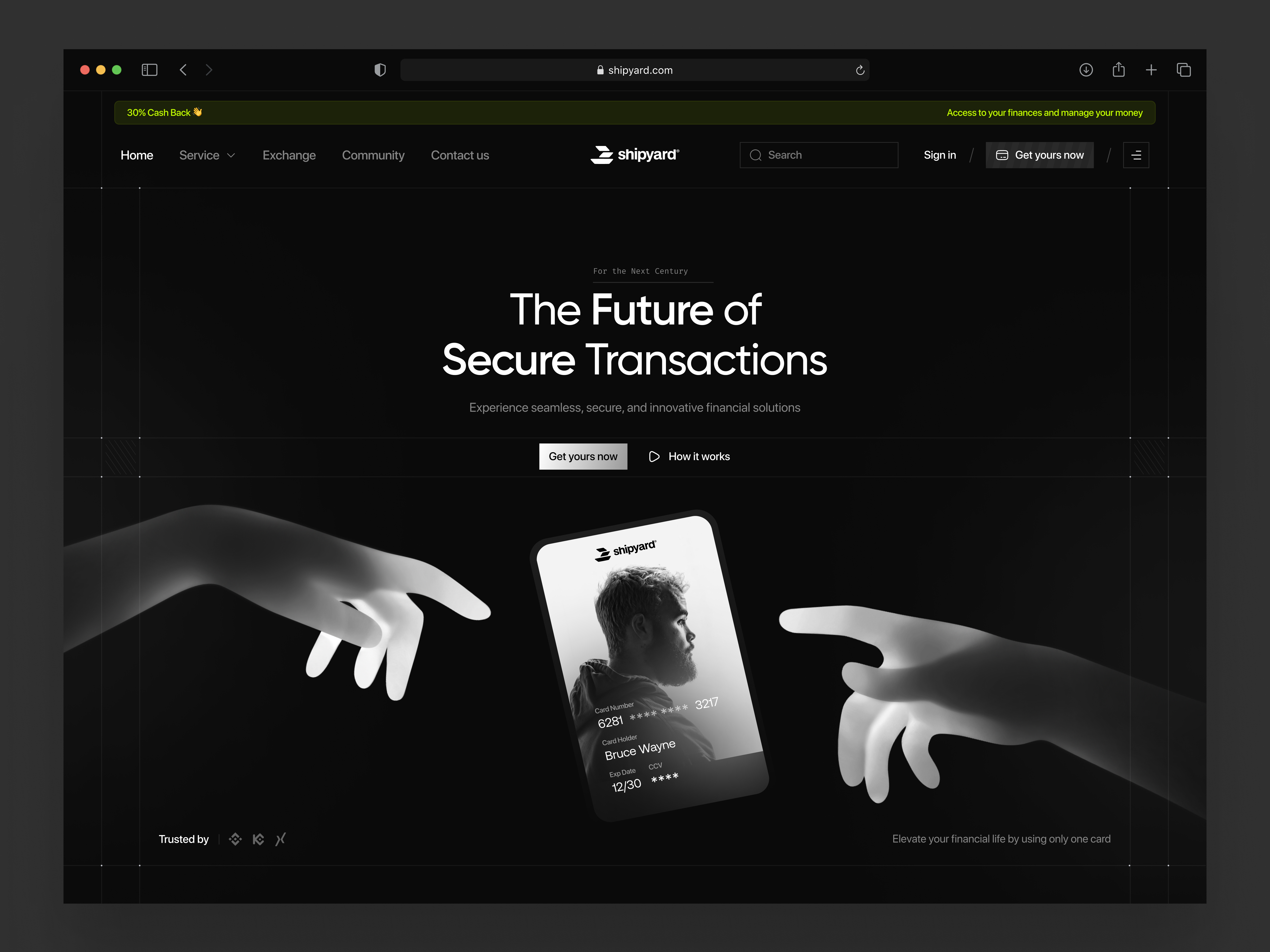 Banking Landing Page bank banking card dark design finance financial header interface landing minimal money payment product saas service trend ui user interface ux