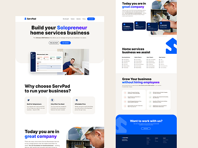 ServPad homepage home logo home services ui homepage marketing website product designer s logo web design web designer