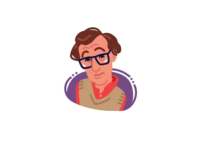 Woody Allen (Alvy Singer) actor alvy singer annie hall avatar character comedy design director eyeglasses face flat fun head illustration minimal movie portrait vector woody allen