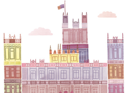 Downton building castle digital downton abbey illustration watercolor watercolour