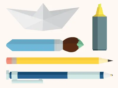 Vector school pack brush pen pencil vector