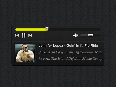 Dark Music Player (PSD) album freebie icon media music pause play player psd ui volume yellow