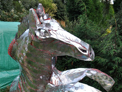 Horse Created From 5000 CD's art cd chrome horse sculpture