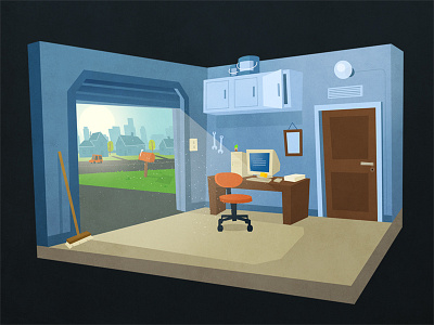 Office 3 background garage illustration light office