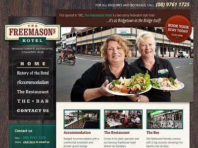 Freemasons brown country cream food green webdesign