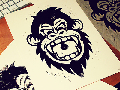 Kong Print block king kong monkey printmaking