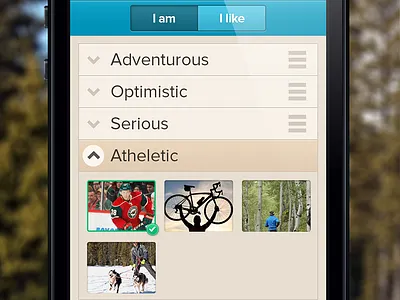 Edit Profile drag and drop list tab buttons