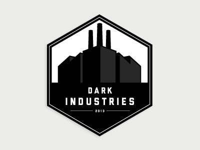 Dark Industries logo art black branding clean cool design factory font graphic graphics grey icon identity illustration illustrator logo photoshop poster press print rebecca rumble screen vintage white