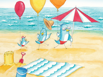 Chicks on the beach... beach birds illustration