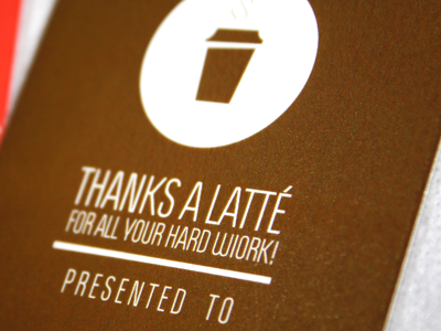 Thanks A Latte! reward stub ticket