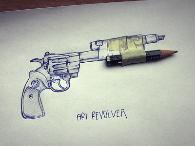 Art Revolver analog art cowboy design gun revolver sketch western