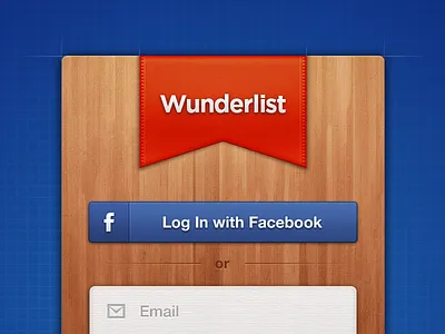 Wunderlist 2 - Desktop Login blueprint facebook login paper ribbon texture wood wunderlist