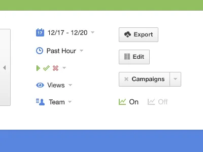 Filter bar Ui buttons cal clock cloud drop down edit eye graph icons people ui views