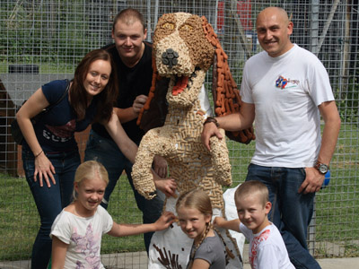 Dog Biscuit Sculpture bags donated by sainsburys biscuit dog dog biscuit gaffer tape metal pets at home recycled carrier bags sculpture