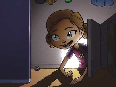 Light in the Closet 1 closet illustration little girl