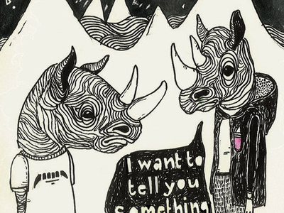 I want to tell you something illustration ink moleskine pencil rhinos