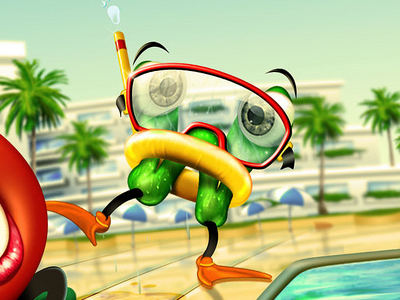 W mascot - snorkelling clumsy design logo mascot w