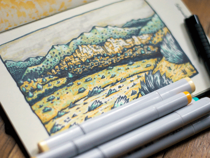 Colorado Landscape Sketch colorado illustration inked landscape markers mountains nature range sketch trees