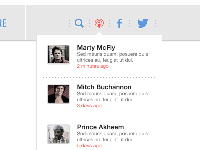 fundded - Activity Feed clean dropdown feed minimalist nav